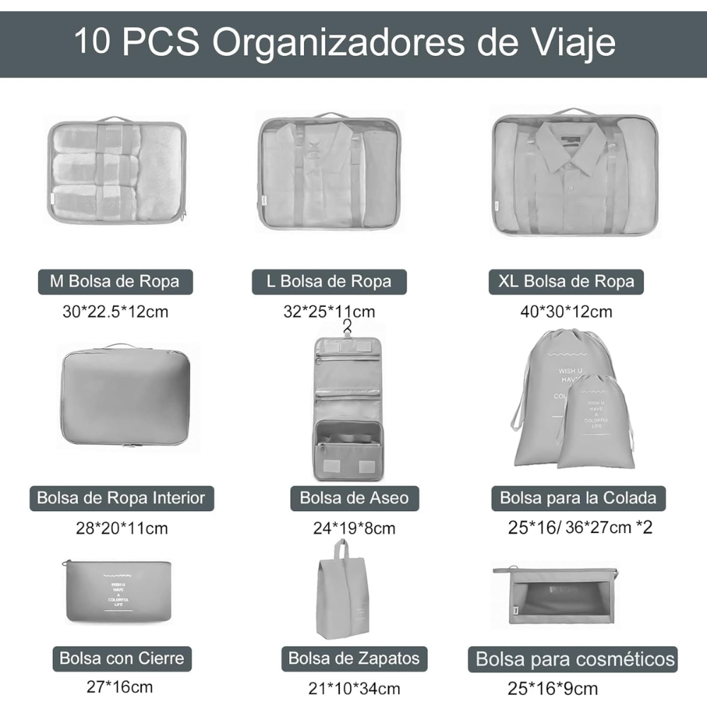 Organizador De Ropa Para Viaje X 10 PackMate®